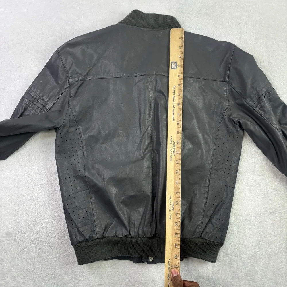 VTG 80s Team Toyota Grey Full Zip Long Sleeve Leather Jacket Motorcycle SZ Small